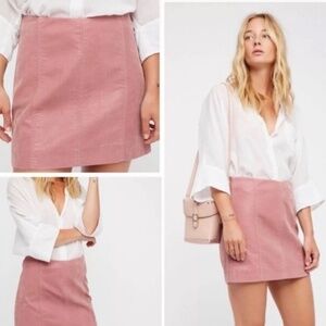 Free People NWT Pressed Flowers Short Skirt Rose Pink Vegan Suede Size 4